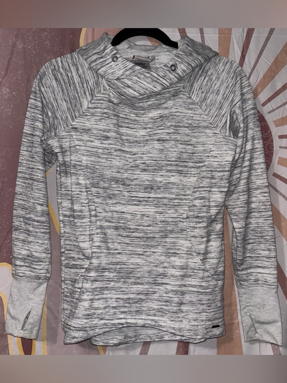 Avalanche Women’s athletic sporty Grey Marled Cowl Neck Sweater